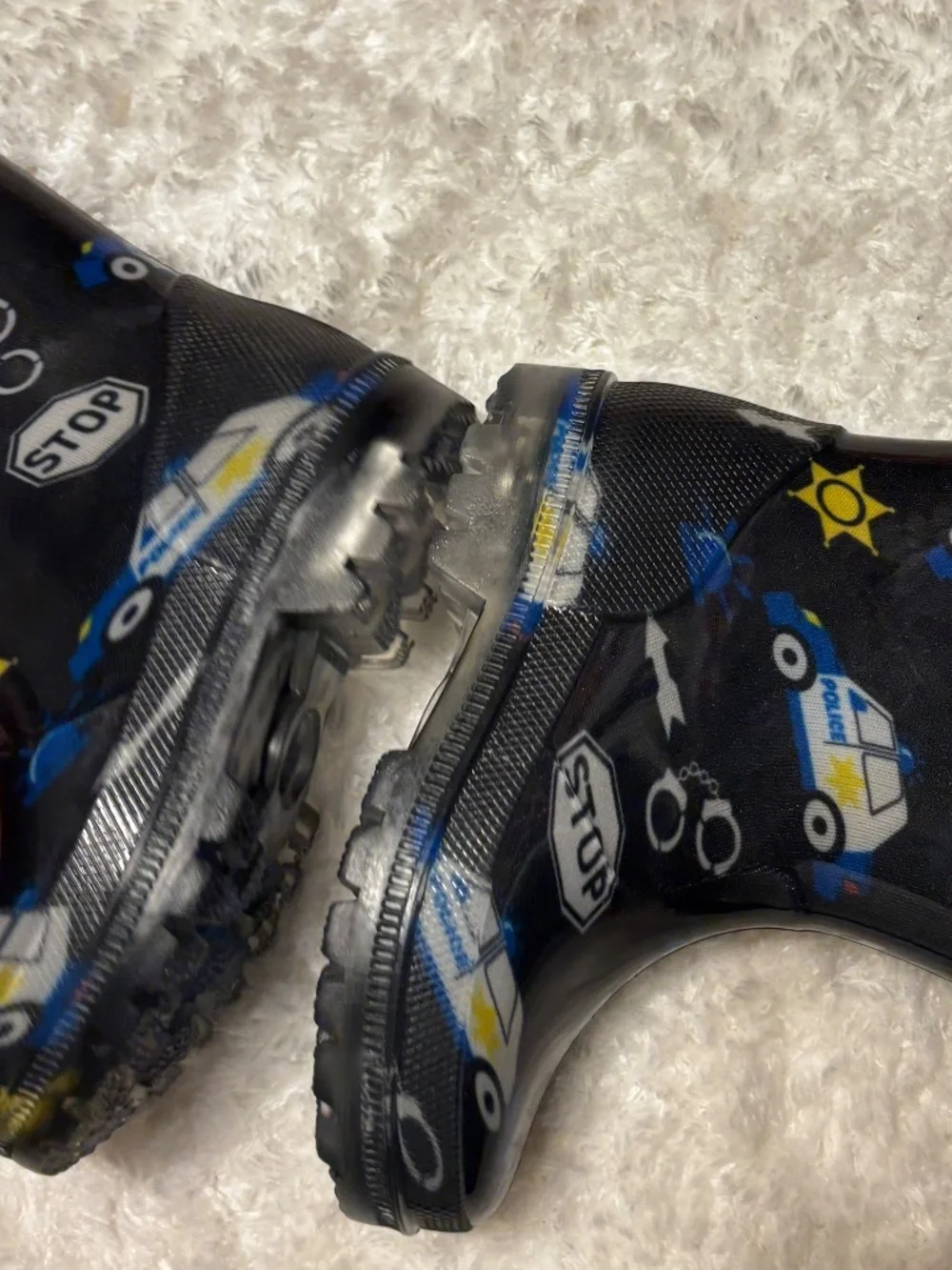 FunsPread Kids Light Up Rain-boots with Handles Toddler Sz 6